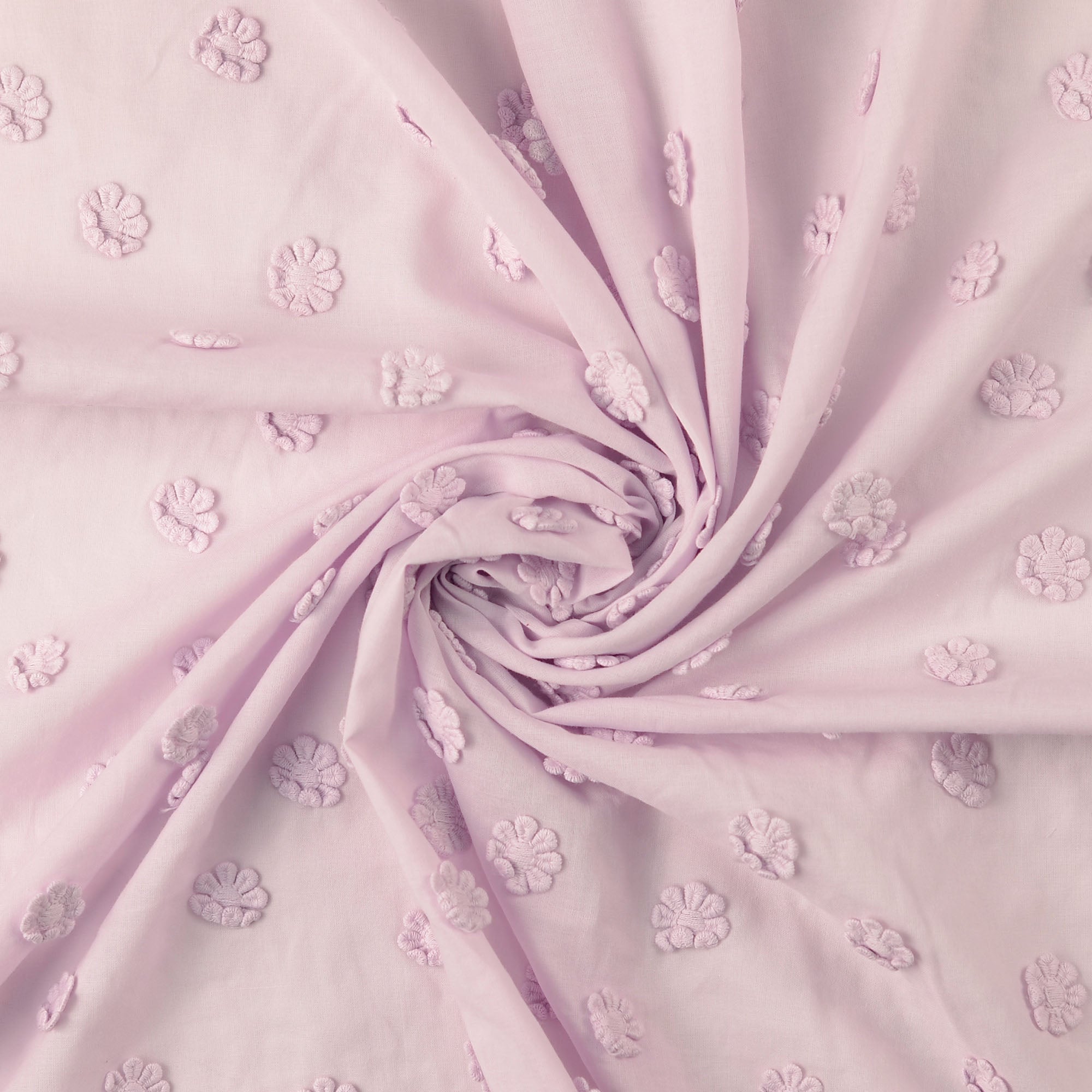 Baumwolle Popeline 3D Stickerei Blumen rosa