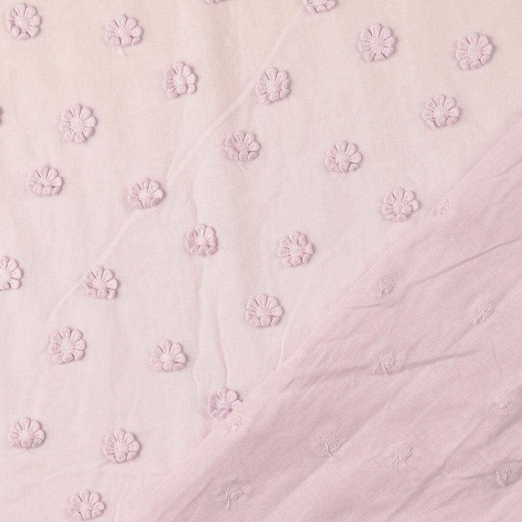 Baumwolle Popeline 3D Stickerei Blumen rosa