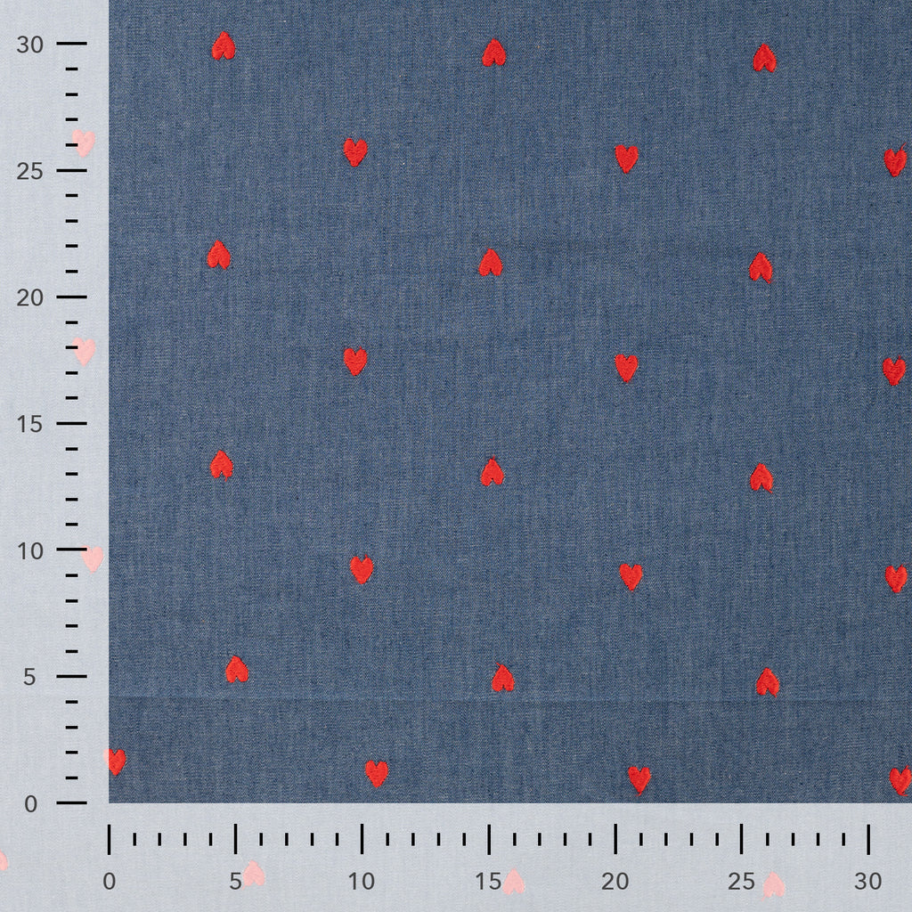 Chambray Stickerei Herzen - jeans