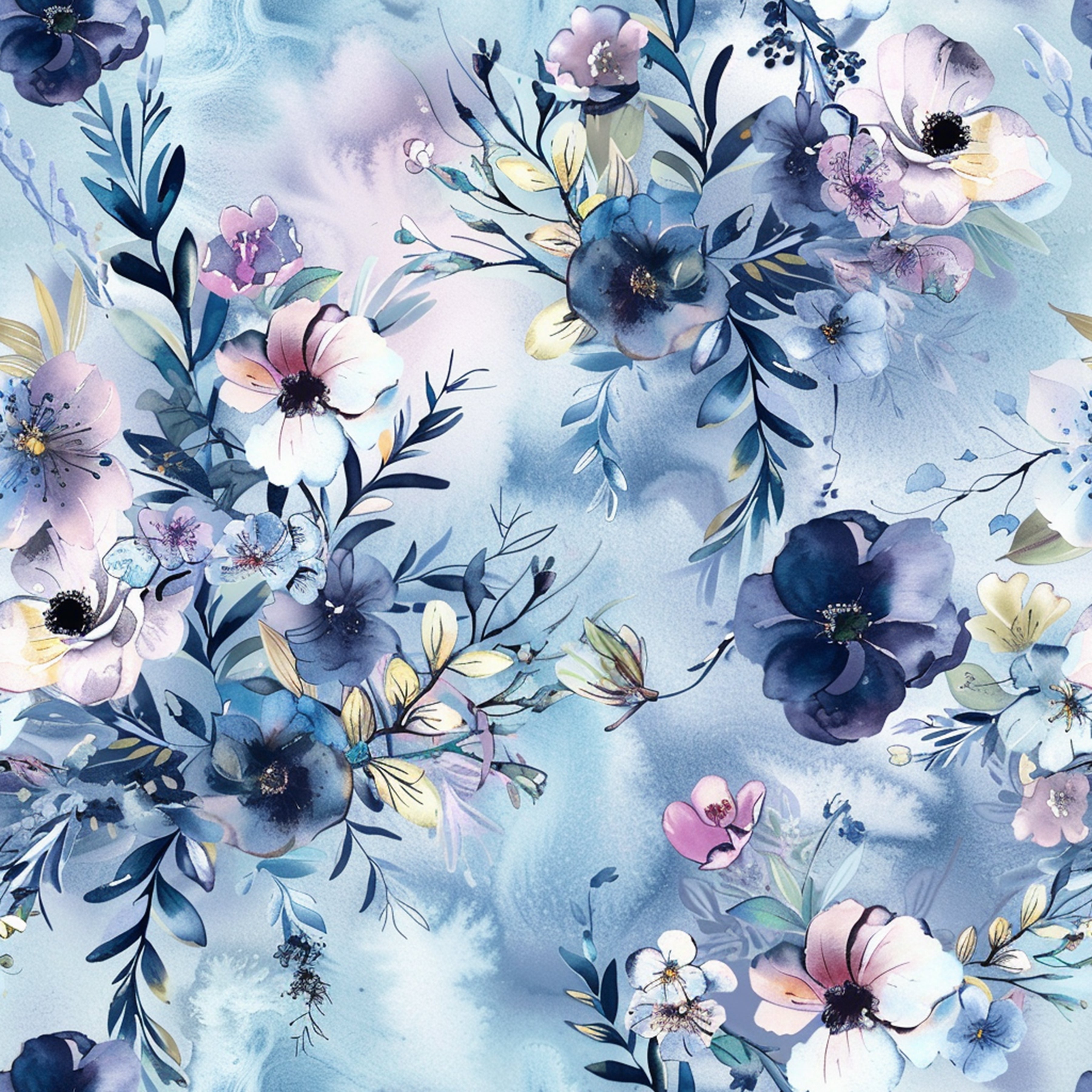 Aquarell Blaue Blumen